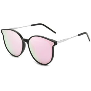 dollger polarized cat eye sunglasses for women trendy mirrored oversized uv protection fashion 90s sunglasses pink shades