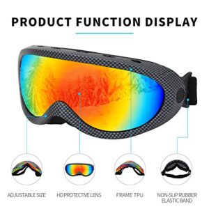 DPLUS Ski Goggles Snow Snowboard Snowmobile Men Women Youth Kids Anti Fog Winter Sports Snowboarding Skiing Goggles (PRINTING)