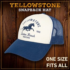 Yellowstone Trucker Hat, Mesh Adjustable Snapback Baseball Cap with Curved Brim, Navy, One Size