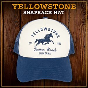 Yellowstone Trucker Hat, Mesh Adjustable Snapback Baseball Cap with Curved Brim, Navy, One Size