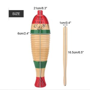 Jeankak Wood Guiro, Colorful Fish Shape Guiro Percussion Instrument Musical Percussion Instrument for Kids and Adults