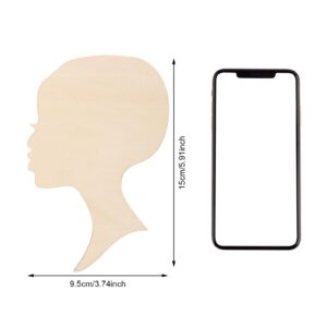 Jetec 8 Pieces African Woman Women Face with Lashes Silhouette Head Wood Decoration Pendant Unfinished Laser Cutting Cutout Shape Painting DIY Crafts Door Wall Hanging