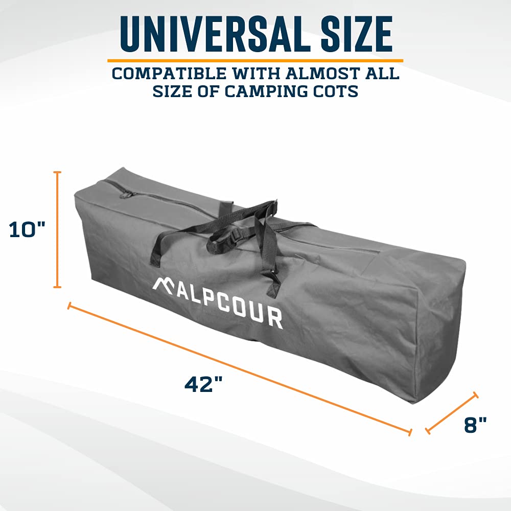 Alpcour Camping Cot Bag for Outdoor Camping, Travel and Beach – 42 Inch Heavy Duty Polyester Fabric Replacement Bag Fits Most Cots & Chairs – Multifunctional and Easy to Carry & Store