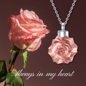 ONEFINITY Rose Flower Urn Necklaces for Ashes Sterling Silver Origami Rose Flower Cremation Jewelry for Ashes Memory Jewelry for Women Men