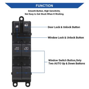 Obaee Master Window Switch Driver Side Compatible with Nissan Titan Crew Cab 2004-2012 / Armada 2004-2014 / Maxima 2003-2008 / Quest 2004-2009, Infiniti G35 / QX4, Replaces 25401-ZT10A 25401ZT10A