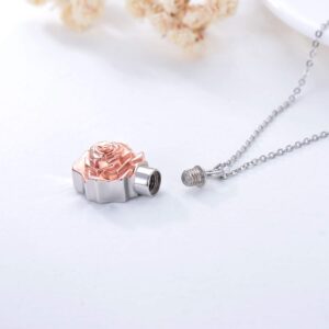 ONEFINITY Rose Flower Urn Necklaces for Ashes Sterling Silver Origami Rose Flower Cremation Jewelry for Ashes Memory Jewelry for Women Men