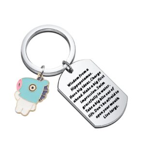 wsnang hippo theme gift wisdom from a hippopotamus keychain hippo lover gift hippo jewelry gift (wisdom hippo kc)