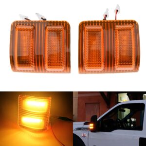 csslyzl LED Side Mirror Marker Lights Compatible with FORD F250 F350 F450 F550 Super Duty 2008-2015 Side Tow Mirror Turn Signal Light AMBER LED+LENS