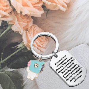 WSNANG Hippo Theme Gift Wisdom From A Hippopotamus Keychain Hippo Lover Gift Hippo Jewelry Gift (Wisdom Hippo KC)