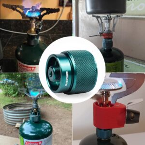 RANDDER Propane to Butane Adapter Camping Stove Adapter Gas Converter 16 oz Propane Tank Input EN417 Valve Output Camp Fuel Refill Adapter for Outdoor Backpack Hiking (Dark Green X 1 Pack)