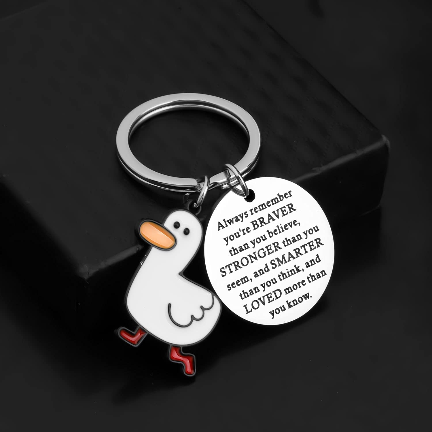 WSNANG Cute Duck Jewelry You are Braver Stronger Smarter Than You Think Keychain Duck Inspirational Gifts for Duck Lover (Duck Always KC)