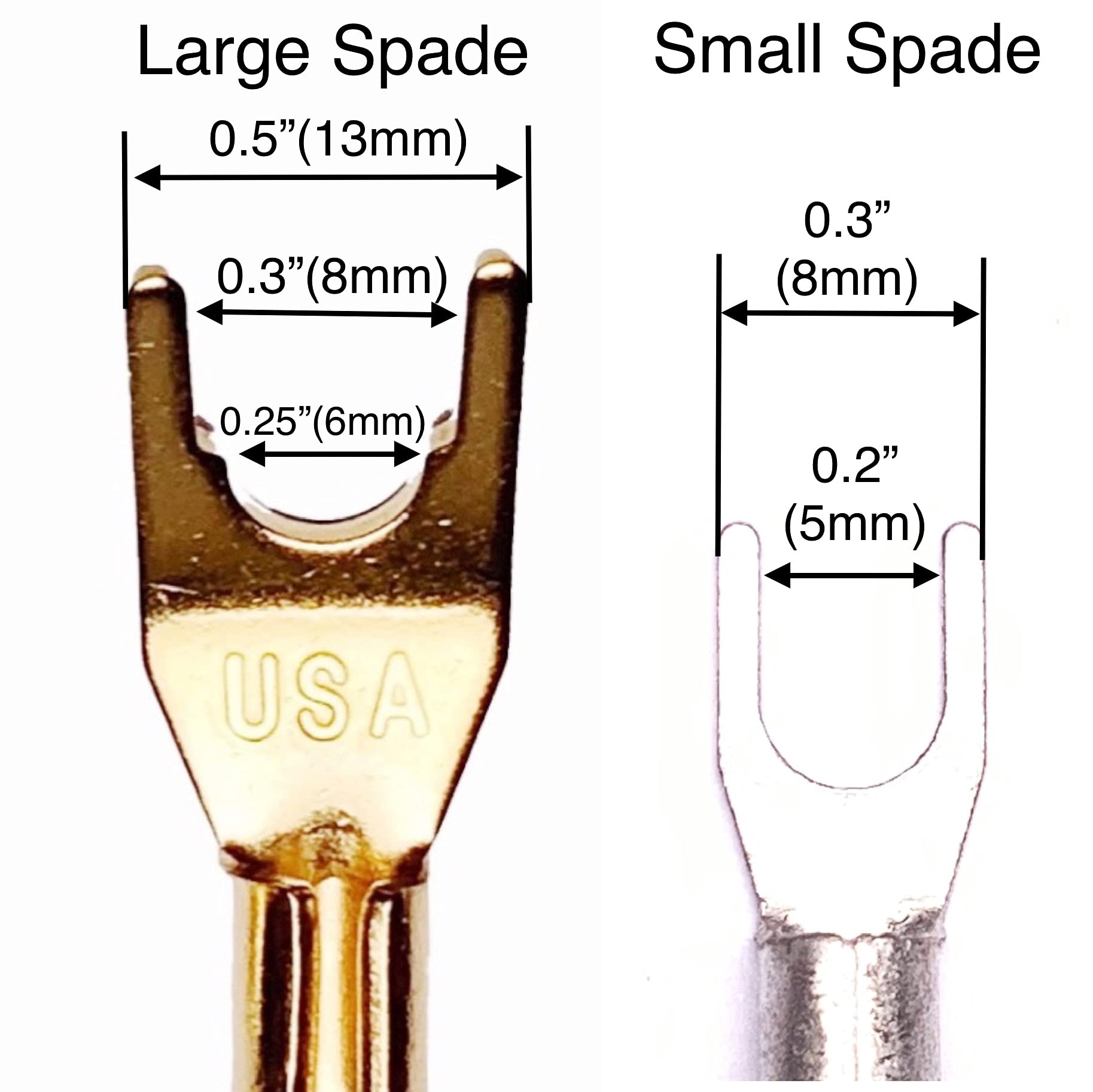 CESS-001S Spade Fork Plug to Speakon Female Jack Adapter for Speaker Cable - 2 Pack (Small Spade)