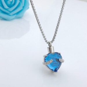 YOUFENG Birthstones Heart Cremation Pendant Urn Necklaces for Ashes Urns for Human Ashes Memorial Locket Keepsake Ashes Jewelry with Fill Kit