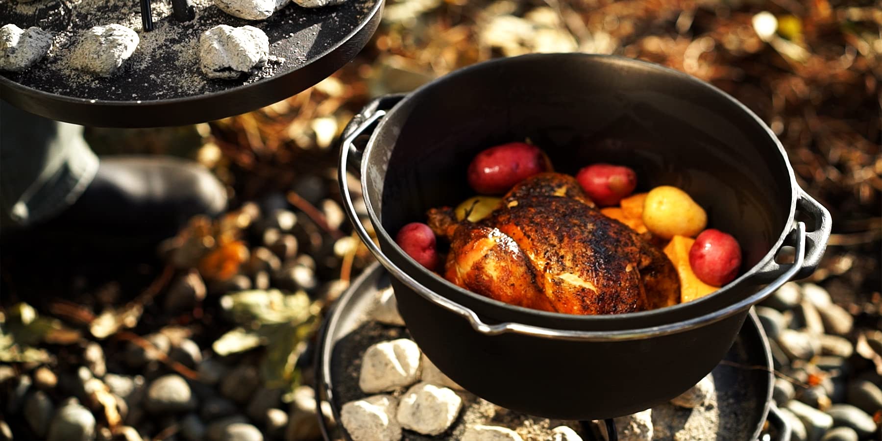 GSI Outdoors Guidecast 5qt Dutch Oven | Cast Iron Dutch Oven for Camping, Cabin and Home Kitchen