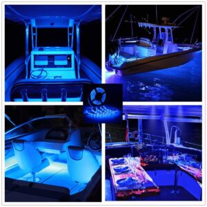 Vbakor Pontoon LED Strip Lights, 12V 5M/16.4FT Waterproof Marine LED Light Boat Interior Light, Boat Deck Light for Night Fishing, Ideal for Pontoon Fishing Boat (Blue Lights)