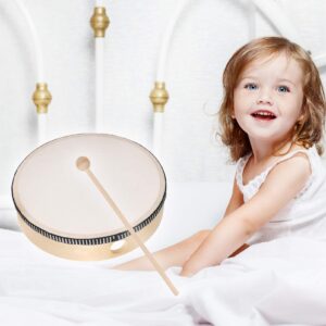 3pcs Hand Drumsï¼Œ Wood Frame Tambourine Percussion Instruments with 3pcs Drum Sticks for Kids