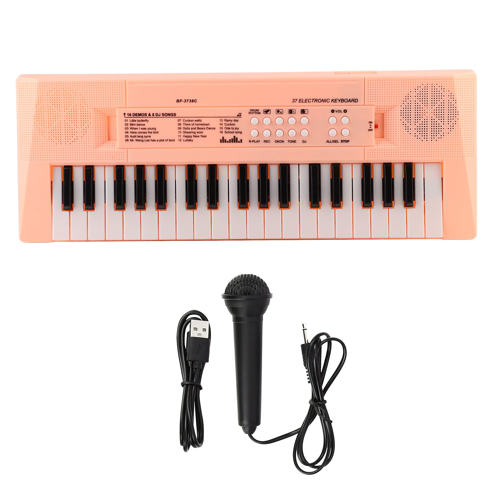 Electric Piano 37 Keys Beginner Electric Keyboard with Microphone, Dual Power Supply System USB Charging or Batteries (Battery Not Included)()