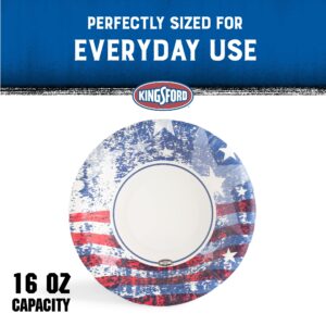 Kingsford Heavy Duty Soak Proof Paper Bowls, 16 oz - 40 Count Paper Bowls for Barbecues, Picnics & Holidays Microwave Safe Disposable Bowls | American Flag Bowls, Patriotic Bowls