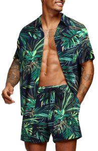 coofandy men's flower casual button down short sleeve hawaiian shirt suits