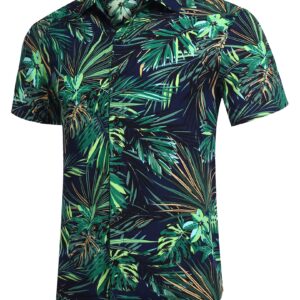 COOFANDY Men's Flower Casual Button Down Short Sleeve Hawaiian Shirt Suits