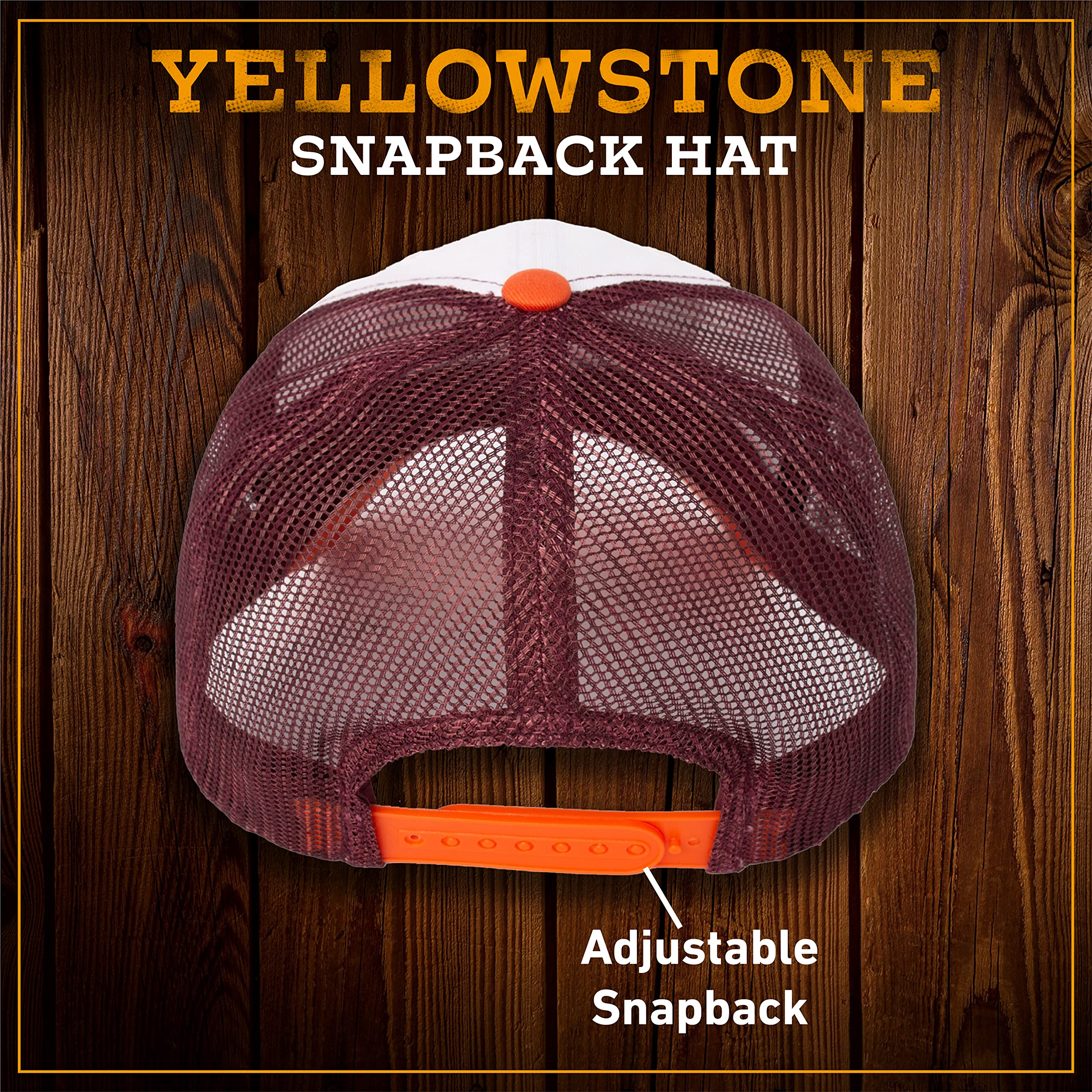 Yellowstone Trucker Hat, Mesh Adjustable Snapback Baseball Cap with Curved Brim, Orange, One Size