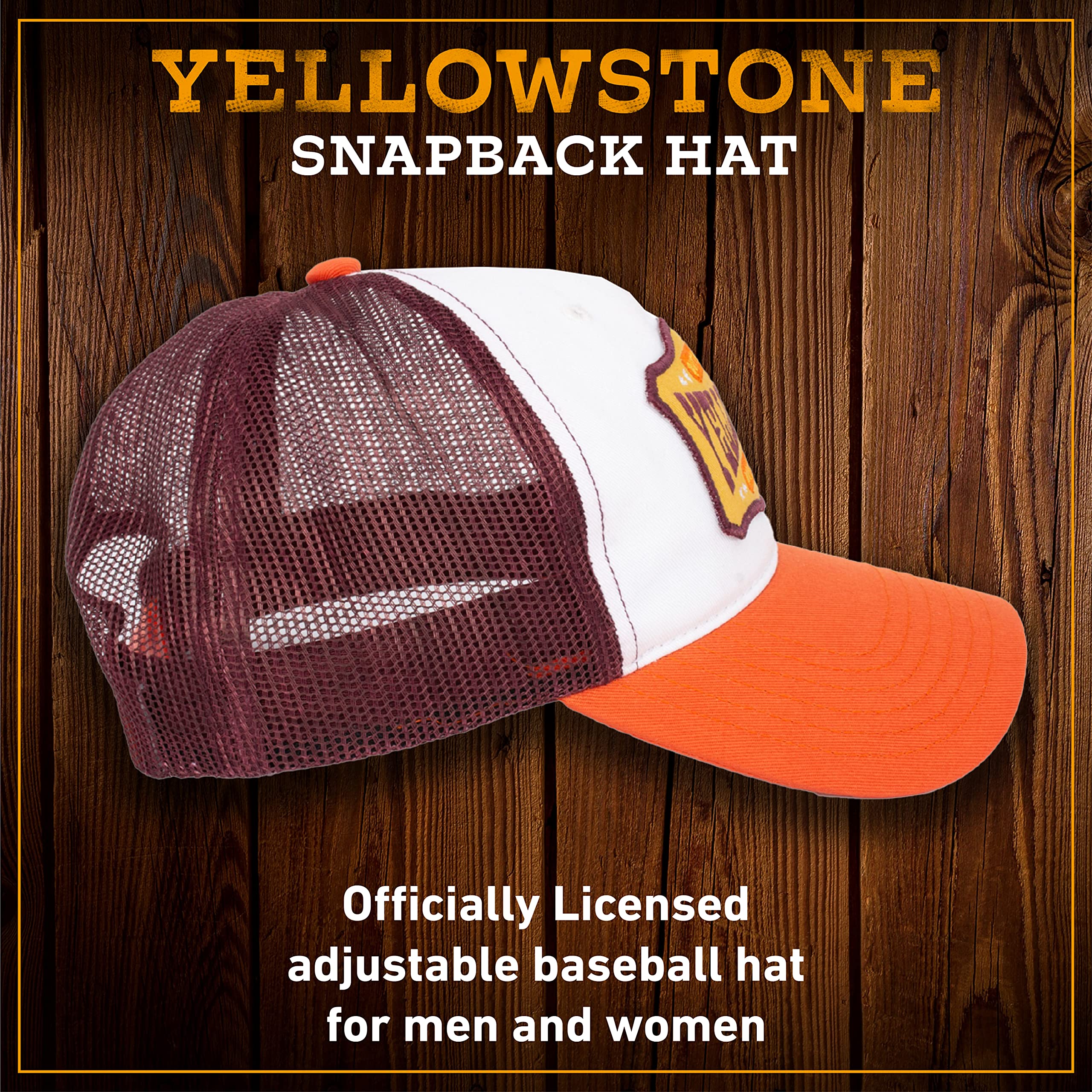 Yellowstone Trucker Hat, Mesh Adjustable Snapback Baseball Cap with Curved Brim, Orange, One Size