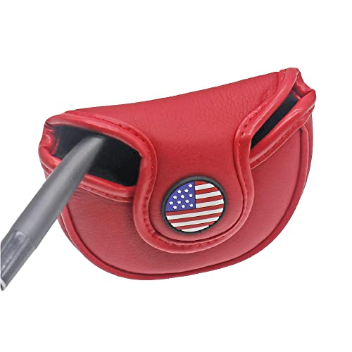 HISTAR Pebble Beach Magnetic Closure Golf Small Mallet Shaped Putter Cover for Scotty Cameron (Red)