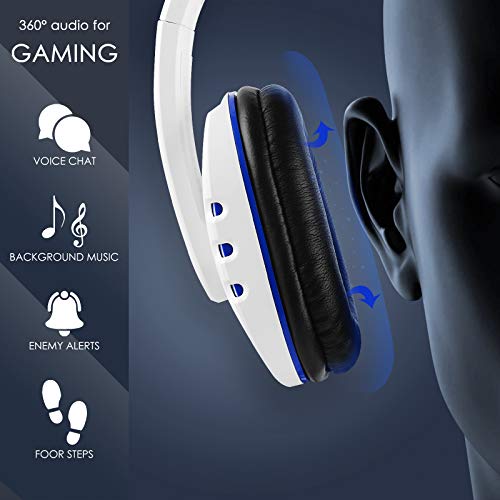 Geekria PS5 Stereo Gaming Headset, Over-Ear Headphones with 3.5mm Audio Jack Compatible with PlayStation PS5, PS4, Xbox One, Nintendo Switch, PC, Smartphones, Tablet, Laptop (White)