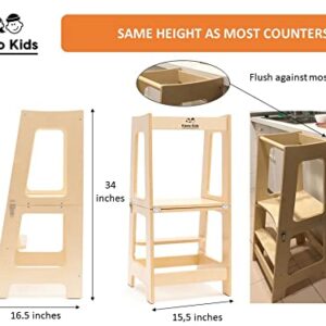 Learning Toddler Desk & Toddler Tower - Foldable 2 in 1 Kitchen Stool & Desk for Toddlers. Convenient Toddler Standing Tower, Converts Into a Toddler Table / Desk for Toddler (Natural Wood)