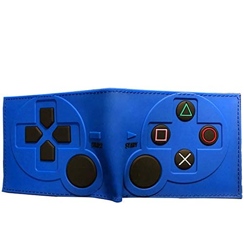 CALM PLANET Game Men'S Coin Purse DualShock Joystick Leather Bi-Foid Wallet, Large-Capacity Portable Controller Id Card Holder -04