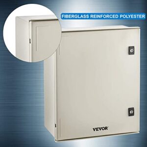 VEVOR Fiberglass Enclosure 19.7 x 15.7 x7.9" Electrical Enclosure Box NEMA 3X Electronic Equipment Enclosure Box IP65 Weatherproof Wall-Mounted Electrical Enclosure with Hinges & Quarter-Turn Latches