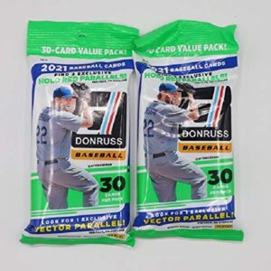 2021 Panini Donruss MLB Baseball Fat Pack - 2 Packs - 60 Cards Total - Look for 6 Holo Red and 2 Vector insert parallel in every bundle!