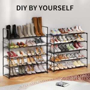 HOMICKER Shoe Rack,10 Tier Shoe Organizer Large Shoe Storage with Hooks,Fit 40-50 Pairs Shoes,Metal Tall Shoe Shelf for Closet,Entryway,Garage,Bedroom