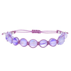 kanyee bracelets for women moonstone beaded bracelet colorful friendship bracelet boho adjustable bracelets（purple