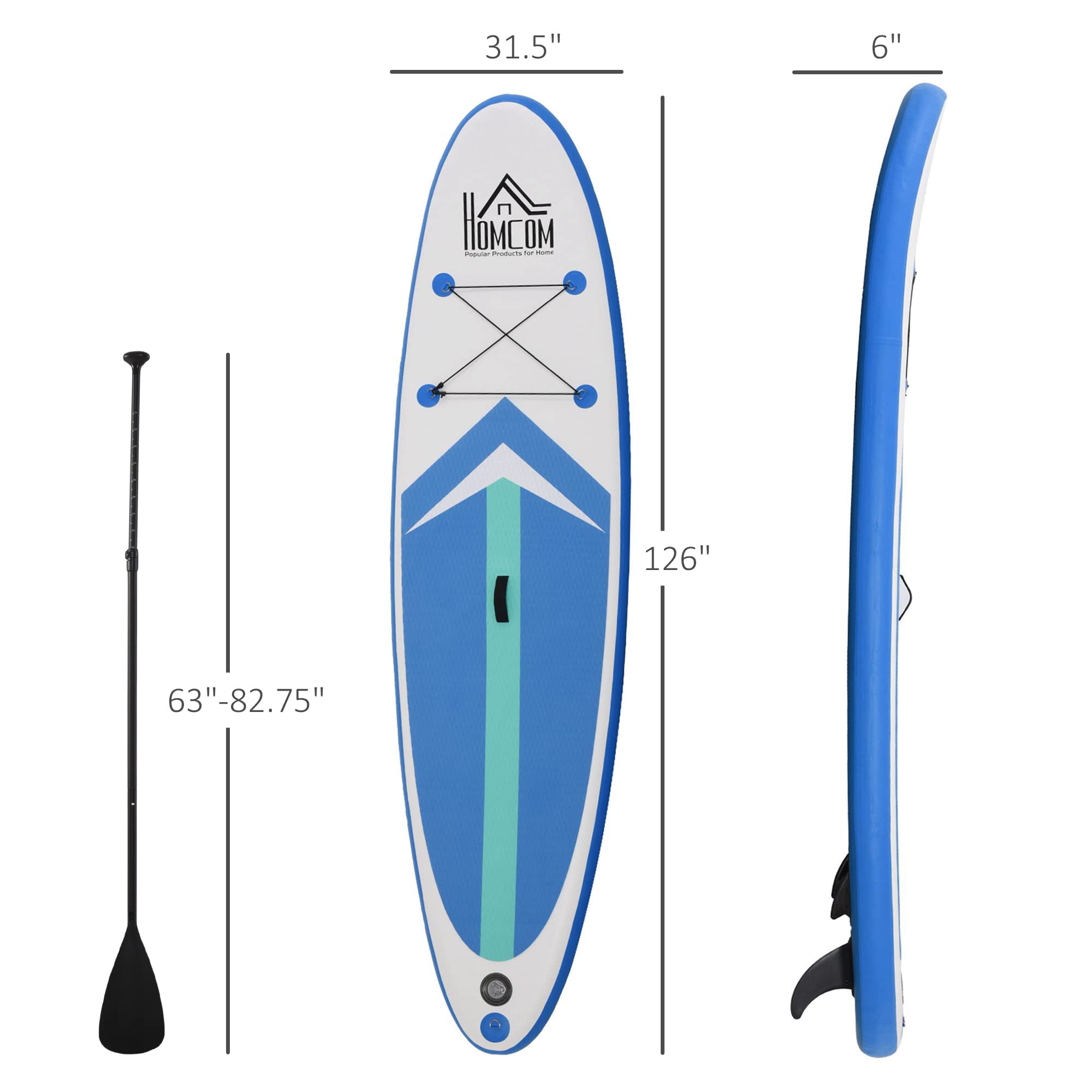 Soozier Inflatable Stand Up Paddle Board Ultra-Light Yoga SUP with Non-Slip Deck Pad, Premium Accessories, Waterproof Bag, Safety Leash and Hand Pump for Surfing, Touring and Fishing, Blue