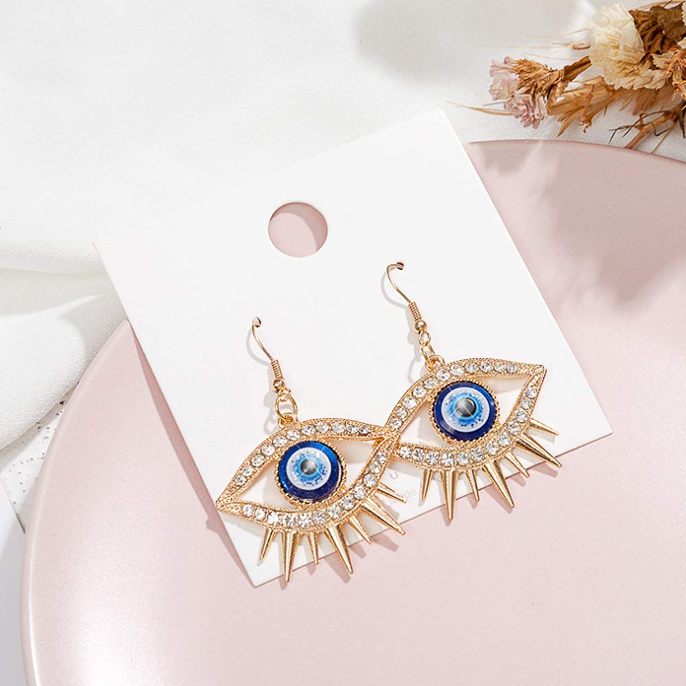 Crystal Evil Eyes Drop Earrings Fashion Unique Abstract Eyes Rhinestone Dangle Earring for Women Exaggerated Jewelry