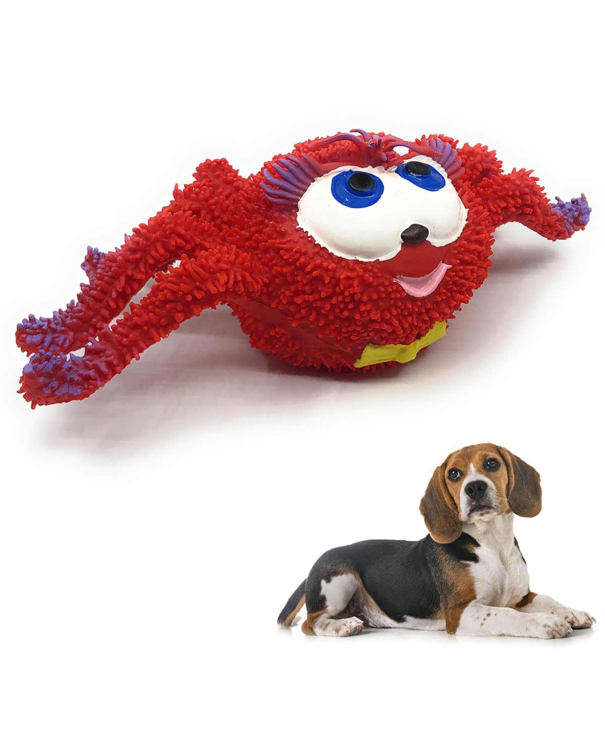 Sensory Spider - Squeaky Dog Toys - Medium Breeds - Natural Rubber/Latex - Comply with Same Safety Standards as Baby Toys