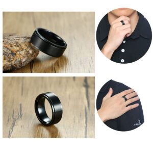 yfstyle 4PCS Stainless Steel Rings for Men Wedding Ring Cool Simple Band Rings for Men Black Plated Matte Finish Stackable Bands Rings Size 6-12-black set-8