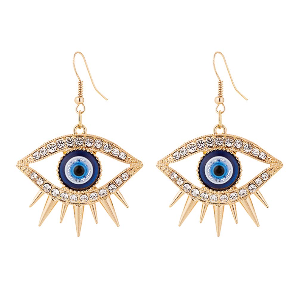 Crystal Evil Eyes Drop Earrings Fashion Unique Abstract Eyes Rhinestone Dangle Earring for Women Exaggerated Jewelry