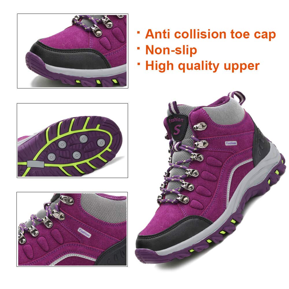 VARSKARC Women's Anti-Slip Lightweight Breathable Hiking Shoes Quick-Dry Trekking Shoes Low-Heeled Sneakers Purple