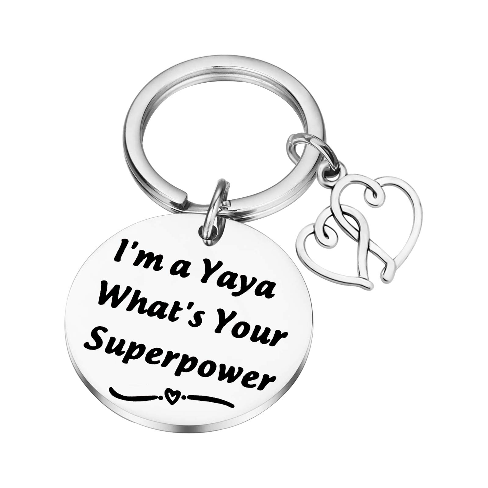 PLITI Yaya Gifts Grandma To Be Gifts New Grandparents Jewelry Yaya Mothers Day Gifts from Granddaughter Pregnancy Announcement Gifts I'm a Yaya What's Your Superpower Keychain (Yaya Superpower)