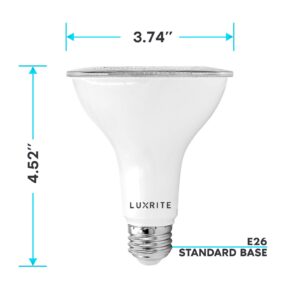 LUXRITE 4 Pack LED PAR30 Flood Light Bulb, 75W Equivalent, 3000K Soft White, 850 Lumens, 11W Dimmable, Indoor Outdoor Spotlight Bulb, Wet Rated, E26 Standard Base, UL Listed