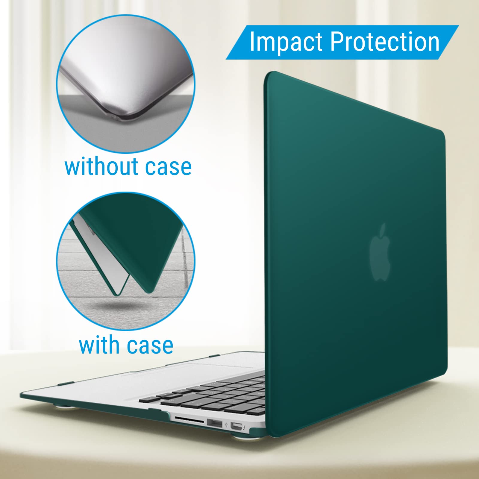 IBENZER Compatible with MacBook Air 11 Inch Case Model A1370 A1465, Soft Touch Plastic Hard Shell Case Bundle with Keyboard Cover for Mac Air 11, Quetzal Green, A11QUGN+1