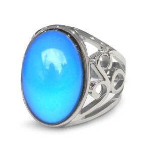 fun jewels classic multi color change oval crystal stone emotion feeling statement mood ring for women men size 6-10