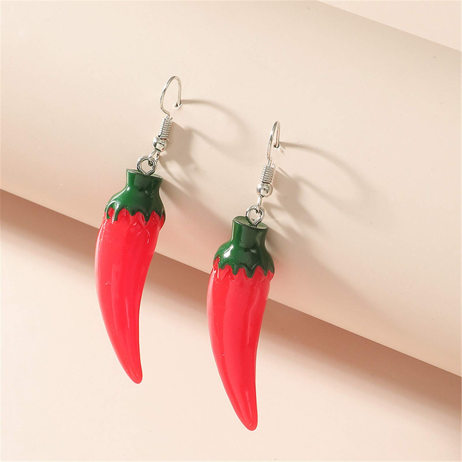 ONLYJUMP Red Chili Pepper Earrings Cute Fun Lifelike Simulation Vegetable Food Resin Dangle Drop Charm Pendant Earrings (Red Pepper)