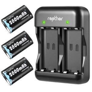 rapthor 2800mah rechargeable controller battery pack with charger for xbox one/series x|s/xbox one s/xbox one elite/xbox one x batteries kit (3 batteries+1 charger)