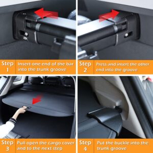 Trunk Cargo Cover For Ford Edge 2015 2016 2017 2018 2019 2020 2021 2022 2023 SE SEL ST Sport Titanium Retractable Rear Trunk Cargo Luggage Security Shade Shield Waterproof Custom Fit All Weather Black