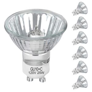 lacnooe gu10 halogen bulb 25 watt np5 replacement bulb for candle warmer, scent wax burner, fragrance melt, gu10+c 120v 25w warming bulb, mr16 jdr dimmable, warm white 2700k (6 pack)