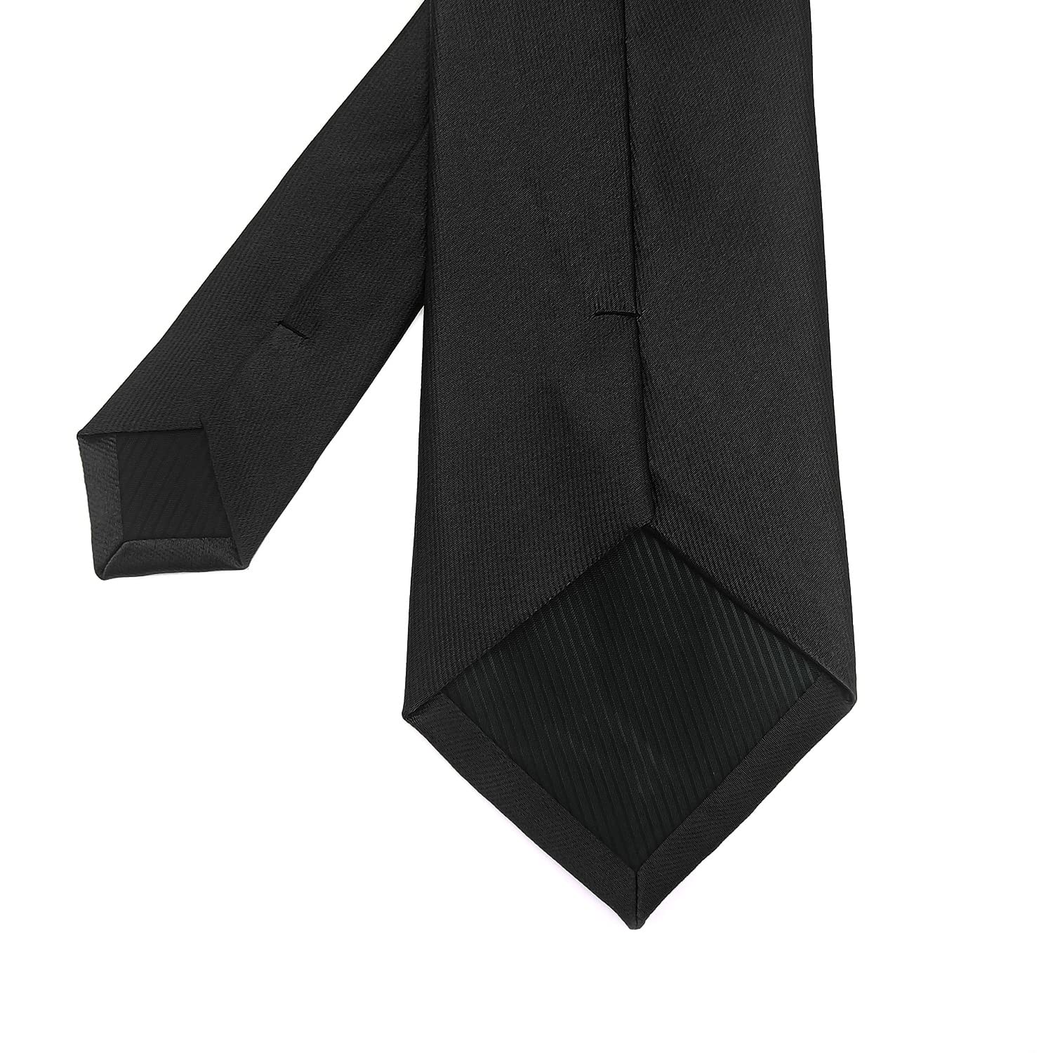 Murong Jun Men's Ties Solid Color Pure Polyester Plain Necktie Black Ties For Men