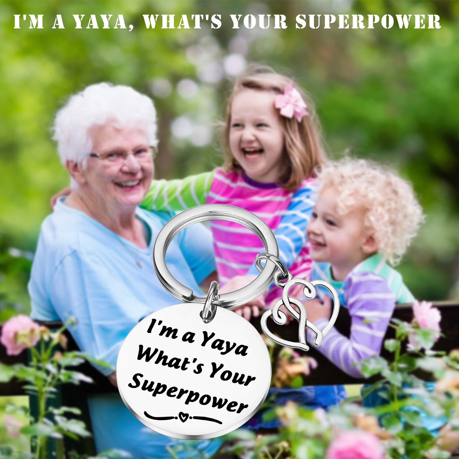 PLITI Yaya Gifts Grandma To Be Gifts New Grandparents Jewelry Yaya Mothers Day Gifts from Granddaughter Pregnancy Announcement Gifts I'm a Yaya What's Your Superpower Keychain (Yaya Superpower)